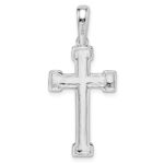 Sterling Silver Rhodium-plated Polished and Laser Crucifix Pendant - Image 4