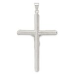 Sterling Silver Polished and Texture Tube Crucifix Cross Pendant - Image 4