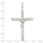 Sterling Silver Polished and Texture Tube Crucifix Cross Pendant - Image 3