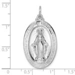 Sterling Silver Rhodium-plated Polished Solid Miraculous Medal Pendant - Image 3