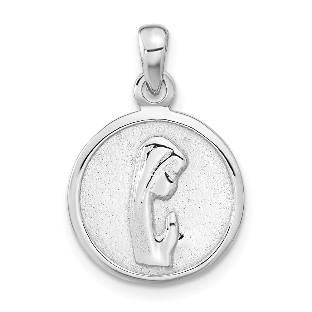 QC11192.jpg Sterling Silver Rhodium-plated Polished Mary Praying Pendant - Image 1