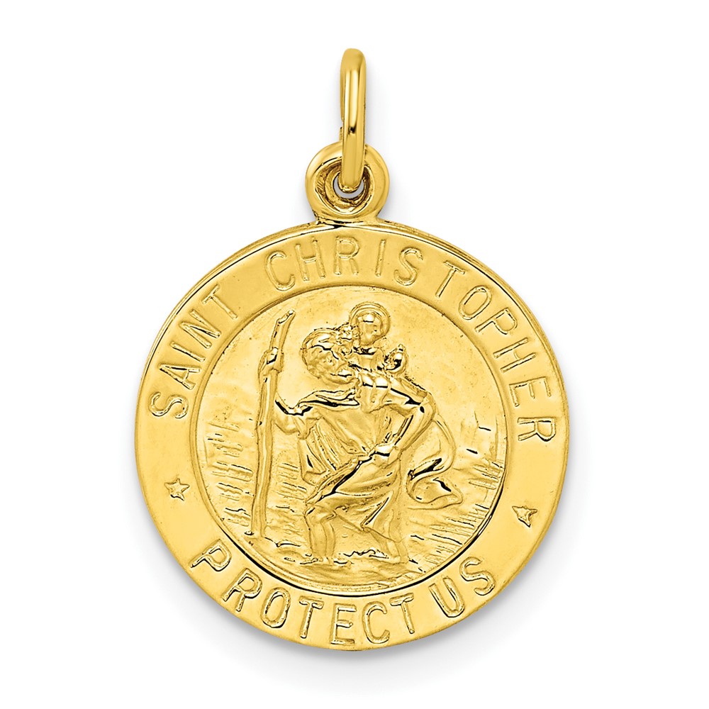 QC11198.jpg Sterling Silver Gold-tone Polished Solid Saint Christopher Medal Pendant - Image 1