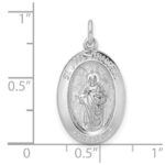 Sterling Silver Rhodium-plated Polished Solid Saint Jude Pendant - Image 3