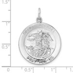 Sterling Silver Rhodium-plated Polished Solid Saint Michael Pendant - Image 3