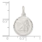Sterling Silver Polished Satin and D/C Cherub Circle Charm - Image 3