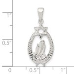 Sterling Silver Polished Star of David w/Praying Hands Pendant - Image 3