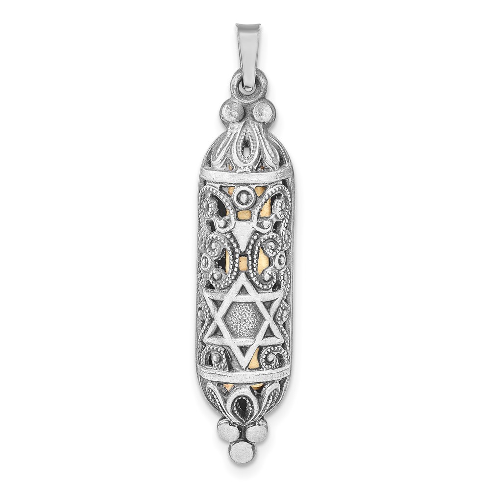 QC11233.jpg Sterling Silver Solid Antiqued Mezuzah Pendant - Image 1