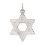 Sterling Silver Polished Textured Solid Star of David Pendant - Image 3