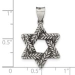 Sterling Silver Antiqued and Textured Solid Star of David Pendant - Image 4