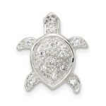 Sterling Silver Polished CZ Turtle Chain Slide