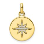 Sterling Silver Gold-tone CZ Star Disc Pendant