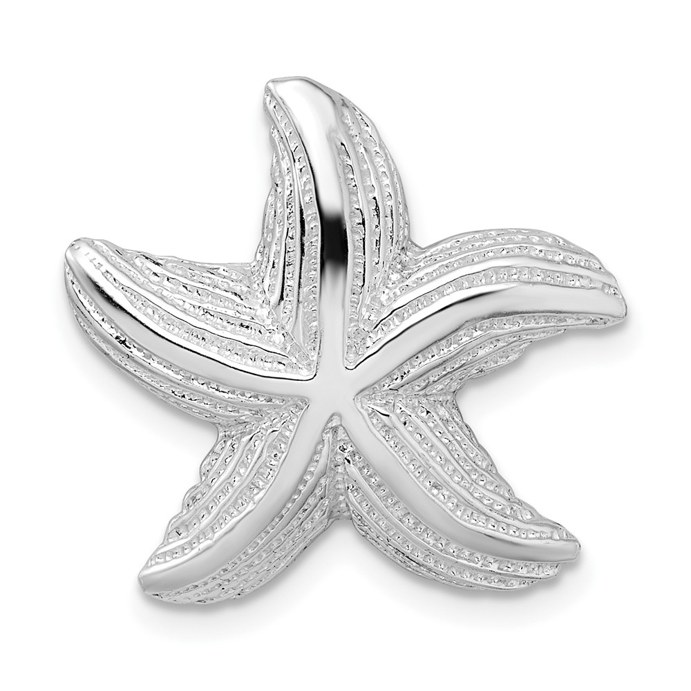 QC11247.jpg De-Ani Sterling Silver Rhodium-Plated Polished and Textured Starfish Slide - Image 1