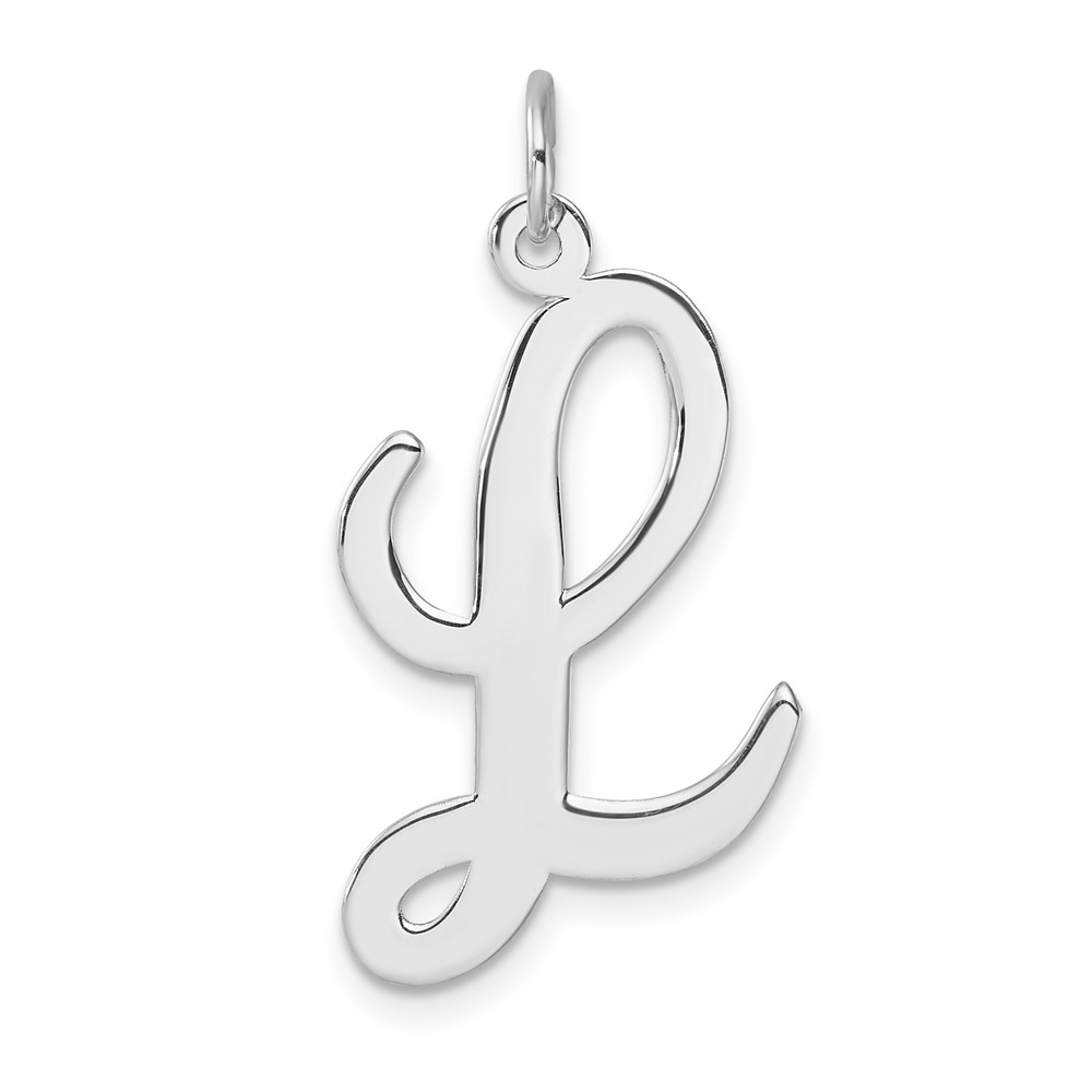 QC11253L.jpg Large Sterling Silver Rhodium-plated Script Letter L Initial Charm - Image 1