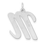 Large Sterling Silver Rhodium-plated Script Letter M Initial Charm - Image 3