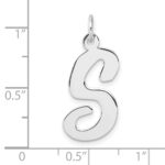Large Sterling Silver Rhodium-plated Script Letter S Initial Charm - Image 4