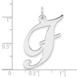 Large Sterling Silver Rhodium-plated Fancy Script Letter F Initial Charm - Image 4