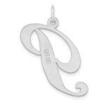 Large Sterling Silver Rhodium-plated Fancy Script Letter P Initial Charm - Image 3