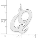 Large Sterling Silver Rhodium-plated Fancy Script Letter Q Initial Charm - Image 4