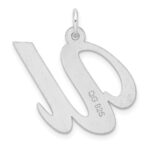 Large Sterling Silver Rhodium-plated Fancy Script Letter U Initial Charm - Image 3