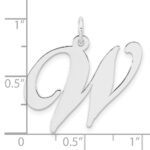 Large Sterling Silver Rhodium-plated Fancy Script Letter W Initial Charm - Image 4