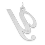 Large Sterling Silver Rhodium-plated Fancy Script Letter Y Initial Charm - Image 3