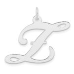 Large Sterling Silver Rhodium-plated Fancy Script Letter Z Initial Charm