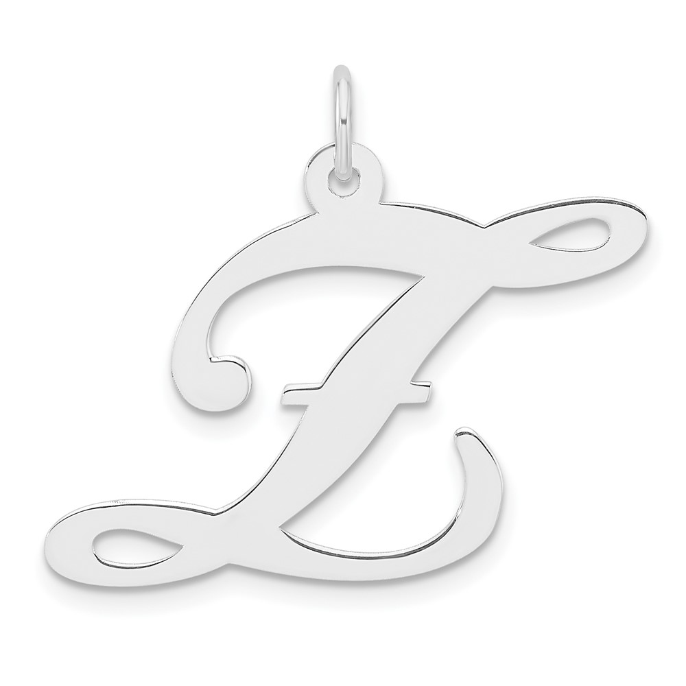 QC11254Z.jpg Large Sterling Silver Rhodium-plated Fancy Script Letter Z Initial Charm - Image 1