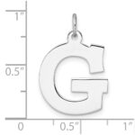 Large Sterling Silver Rhodium-plated Block Letter G Initial Charm - Image 4
