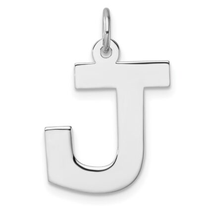 Large Sterling Silver Rhodium-plated Block Letter J Initial Charm