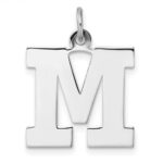 Large Sterling Silver Rhodium-plated Block Letter M Initial Charm