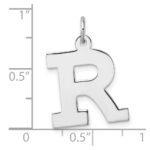 Large Sterling Silver Rhodium-plated Block Letter R Initial Charm - Image 4