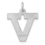 Large Sterling Silver Rhodium-plated Block Letter V Initial Charm - Image 3