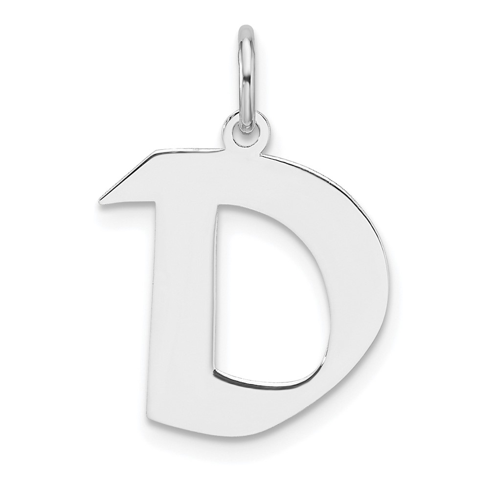 QC11256D.jpg Small Sterling Silver Rhodium-plated Artisan Block Letter D Initial Charm - Image 1