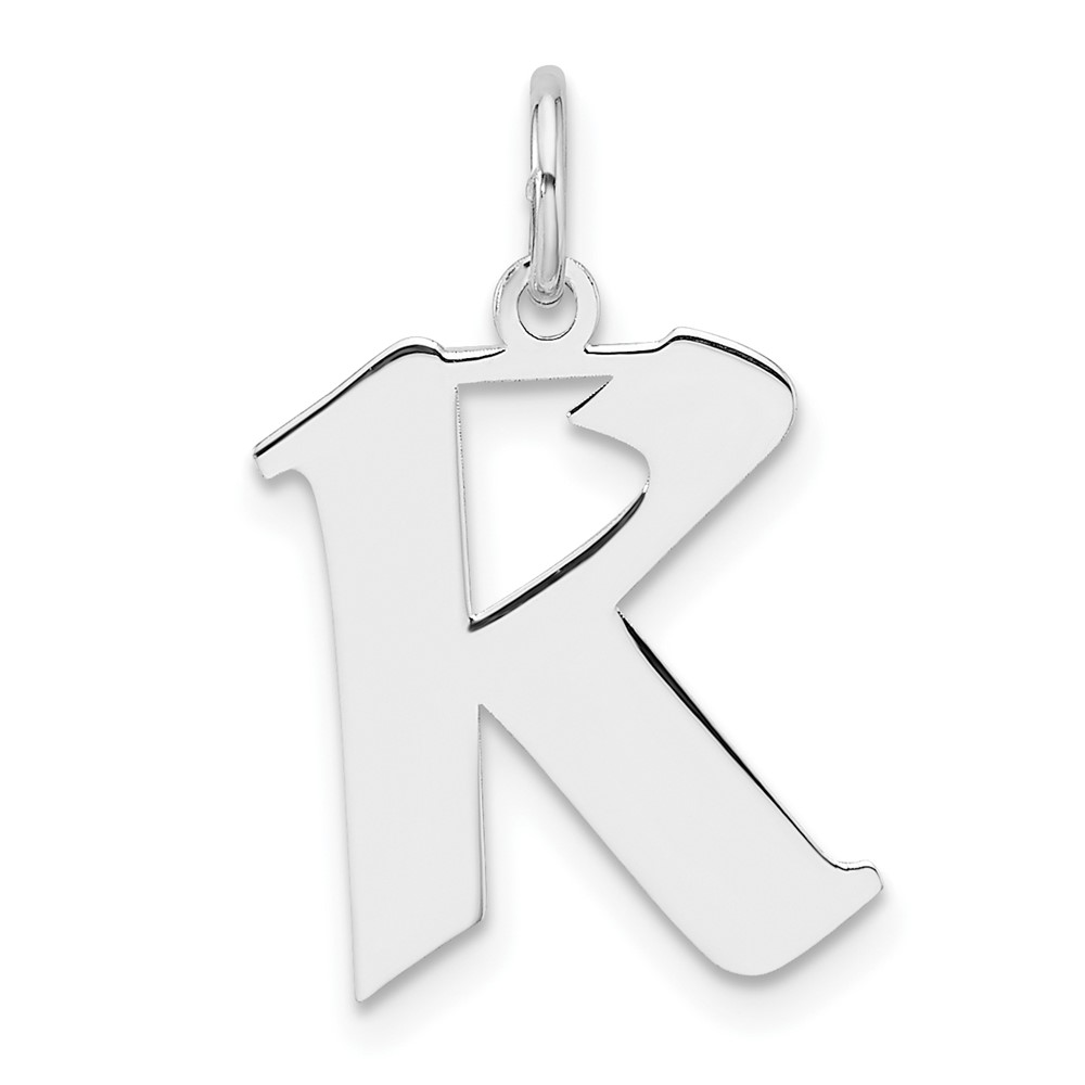 QC11256K.jpg Small Sterling Silver Rhodium-plated Artisan Block Letter K Initial Charm - Image 1