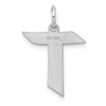 Small Sterling Silver Rhodium-plated Artisan Block Letter T Initial Charm - Image 3