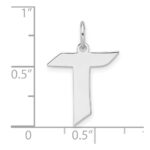 Small Sterling Silver Rhodium-plated Artisan Block Letter T Initial Charm - Image 4