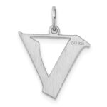 Small Sterling Silver Rhodium-plated Artisan Block Letter V Initial Charm - Image 3