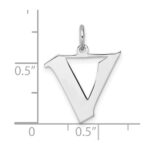 Small Sterling Silver Rhodium-plated Artisan Block Letter V Initial Charm - Image 4
