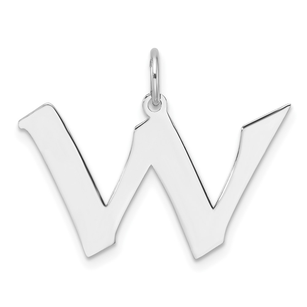 QC11256W.jpg Small Sterling Silver Rhodium-plated Artisan Block Letter W Initial Charm - Image 1
