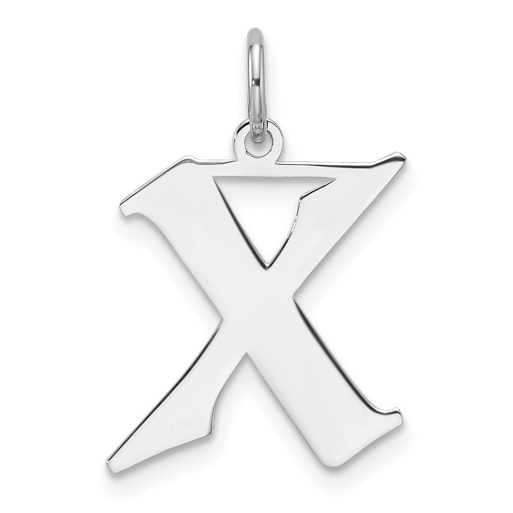 QC11256X.jpg Small Sterling Silver Rhodium-plated Artisan Block Letter X Initial Charm - Image 1