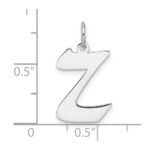 Small Sterling Silver Rhodium-plated Artisan Block Letter Z Initial Charm - Image 4