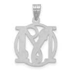 Small Sterling Silver Rhodium-plated Fancy Script Letter M Initial Pendant - Image 3