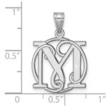 Small Sterling Silver Rhodium-plated Fancy Script Letter M Initial Pendant - Image 4