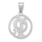 Small Sterling Silver Rhodium-plated Fancy Script Letter P Initial Pendant - Image 3