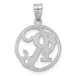 Small Sterling Silver Rhodium-plated Fancy Script Letter R Initial Pendant - Image 3