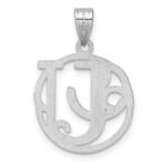 Small Sterling Silver Rhodium-plated Fancy Script Letter U Initial Pendant - Image 3