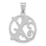 Small Sterling Silver Rhodium-plated Fancy Script Letter X Initial Pendant - Image 3