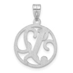 Small Sterling Silver Rhodium-plated Fancy Script Letter Y Initial Pendant - Image 3
