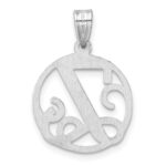 Small Sterling Silver Rhodium-plated Fancy Script Letter Z Initial Pendant - Image 3