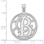 Large Sterling Silver Rhodium-plated Fancy Script Letter B Initial Pendant - Image 4
